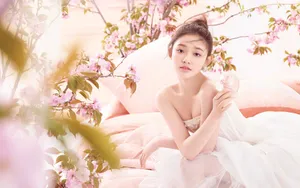 清新唯美林允桃花图_4