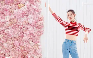 清新唯美林允桃花图_5