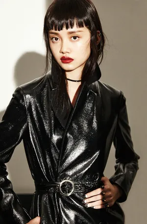 孙伊涵黑色系妩媚红唇写真大片