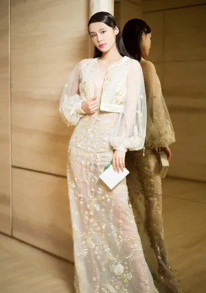 韩丹彤活动照图片：韩丹彤薄纱礼服性感写真_8