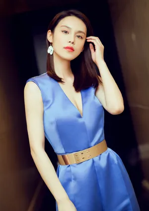 韩丹彤蓝色礼服性感图片_3