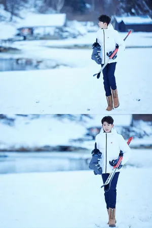 王源挪威冰雪天户外写真图片