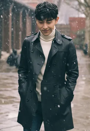 邓伦雪中漫步唯美帅气写真图片