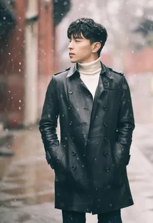 邓伦雪中漫步唯美帅气写真图片_3