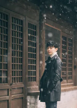 邓伦雪中漫步唯美帅气写真图片_5