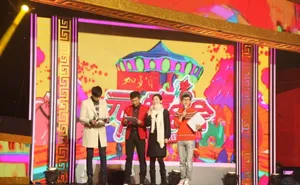 湖南卫视元宵晚会彩排照张亮何炅最萌身高差_2