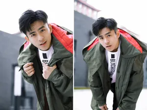 张植绿墨绿风衣帅气街拍图片