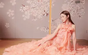薛凯琪粉色长裙性感写真图片