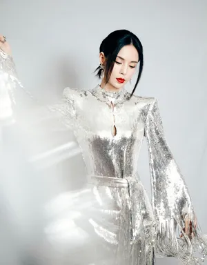 李若彤银色亮片裙优雅时尚写真图片_4