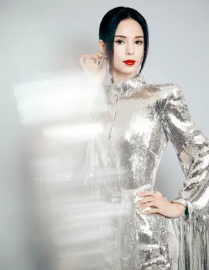 李若彤银色亮片裙优雅时尚写真图片_5
