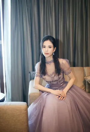 李若彤紫色薄纱裙仙气飘飘美照图片