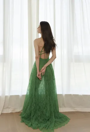 李若彤绿裙优雅性感写真图片_2