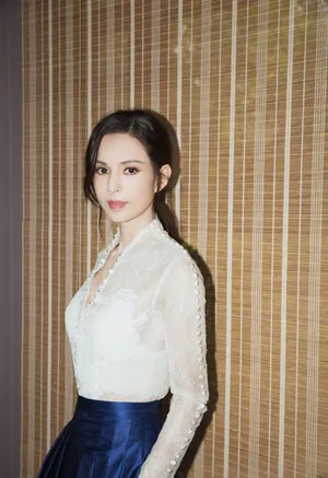 李若彤古典韵味蓝白搭配写真图片