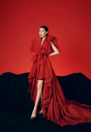 佘诗曼性感红裙写真图片_2