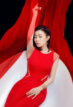 佘诗曼红裙性感优雅写真图片第1张