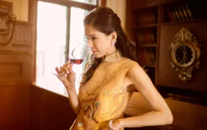 李若彤复古长裙优雅性感图片_2