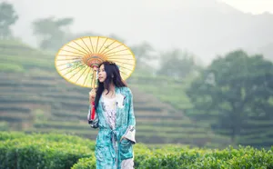 莫文蔚龙井茶园清新靓丽图片_5