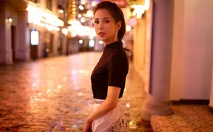 李若彤黑白配色裙性感街拍图片_5