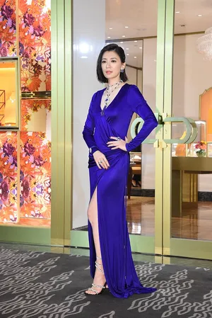 贾静雯开衩礼服修长美腿艳丽美照图片