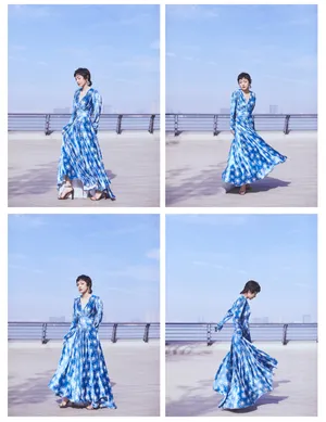郭采洁蓝色长裙性感图片写真_1