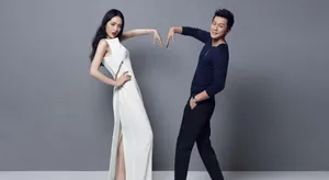 李晨郭碧婷甜蜜撕名牌幸福婚纱写真面部现唇印_5
