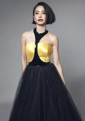 蔡依林性感黑色抹胸长裙迷人写真图片_3