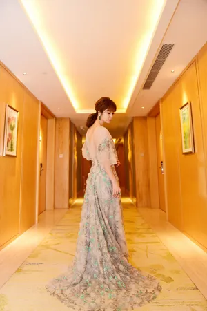 林心如透视蕾丝长裙性感写真图片