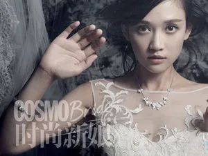 陈乔恩披婚纱登杂志图片 薄纱裹胸展完美曲线第1张