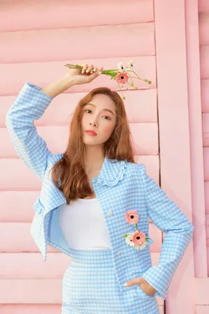 郑秀妍格纹洋装清纯美丽写真图片_2