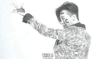 Bigbang权志龙太阳胜利TOP姜大声帅气涂鸦黑白写真画报_7