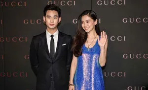 金秀贤携Angelababy亮相图片 最萌情侣脸