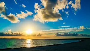 海边落日夕阳风景图_2