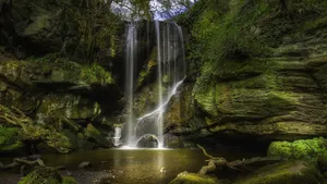 幽静的山涧瀑布图片_2