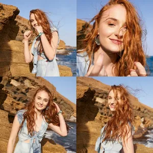 索菲·特纳海边活力阳光写真图片_1