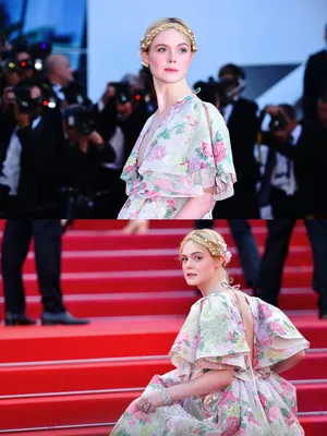 艾丽·范宁印花礼服甜美仙气红毯图片_1