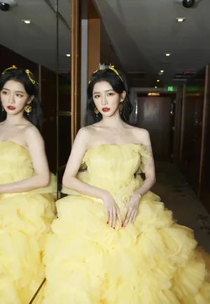 蔡卓宜淡黄长裙魅力性感图片写真_5