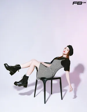 李紫婷格子裙清爽写真图片_4