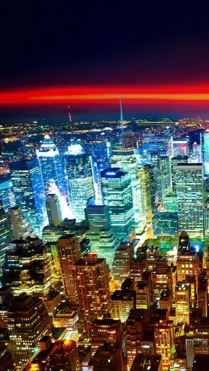 西雅图夜城市灯光红色地平线_1