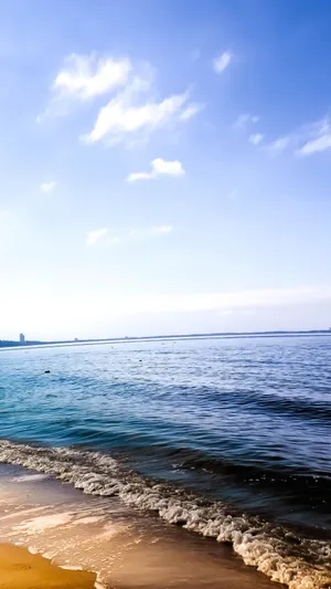 日落前的沙滩和波浪