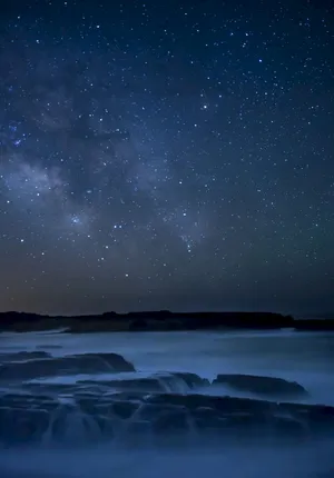 星星 夜空 繁星点点 天空 水 海洋 银河