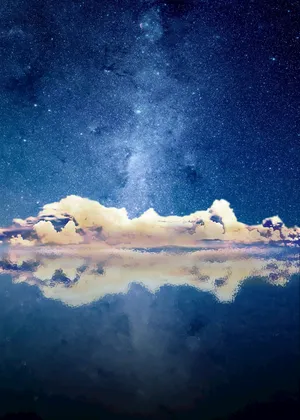 水 白云 黄昏星空倒影
