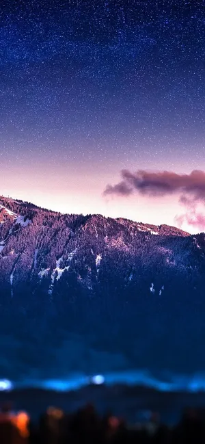 大山，星空，朦胧风景