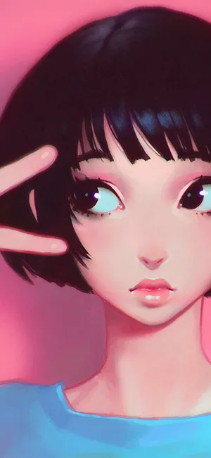 粉红女孩插画艺术第1张