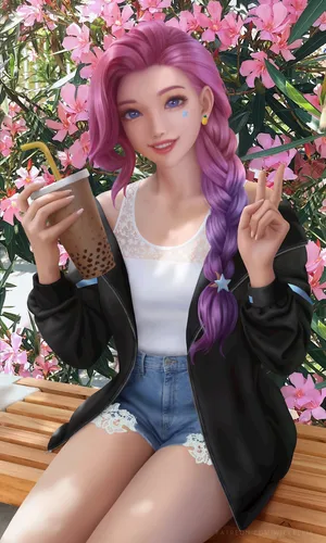英雄联盟LOL2020版KDA女团新英雄 萨勒芬妮 日常奶茶妹自拍