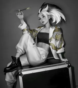 英雄联盟LOL离群之刺阿卡丽2020KDA黑白写真