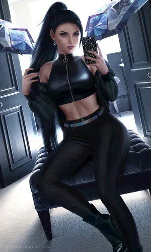 英雄联盟LOL KDA女团虚空之女卡莎紧身皮裤
