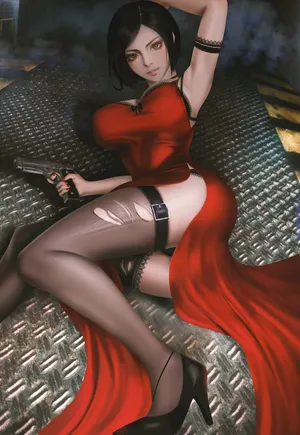 生化危机系列女主艾达王红色长裙丝袜_1