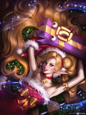 英雄联盟LOL暴走萝莉金克丝金克斯圣诞捣蛋鬼Elf Jinx插画 by Ayy_1