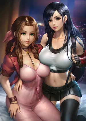《最终幻想7》系列女主角蒂法与艾瑞丝·盖恩斯巴勒 睡衣Tifa x A_1