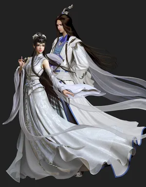 武侠小说情侣 长袍